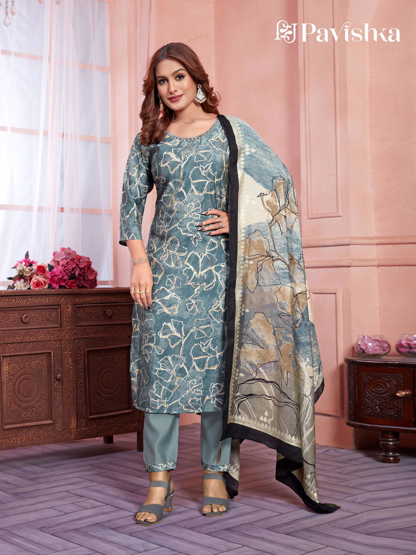 Pavishka Chanderi Modal Silk Printed Kurti With Bottom Dupatta Wholesale Price In Surat